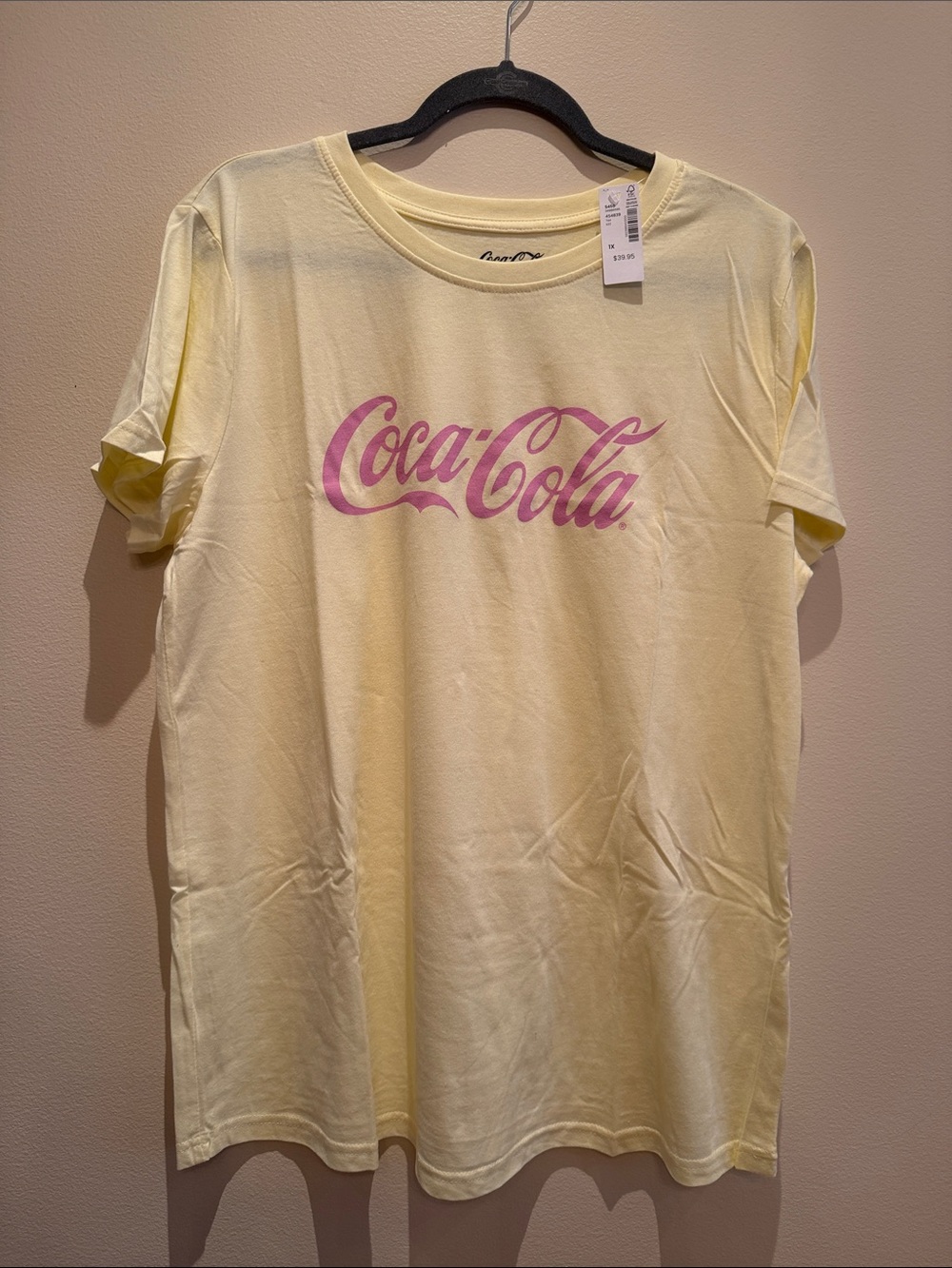 Coca Cola - Butter Yellow Tee with Pink Logo